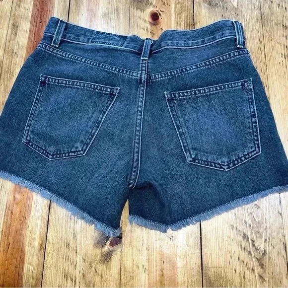 SIWY Avery hi rise black denim button fly distressed shorts - Picture 4 of 10